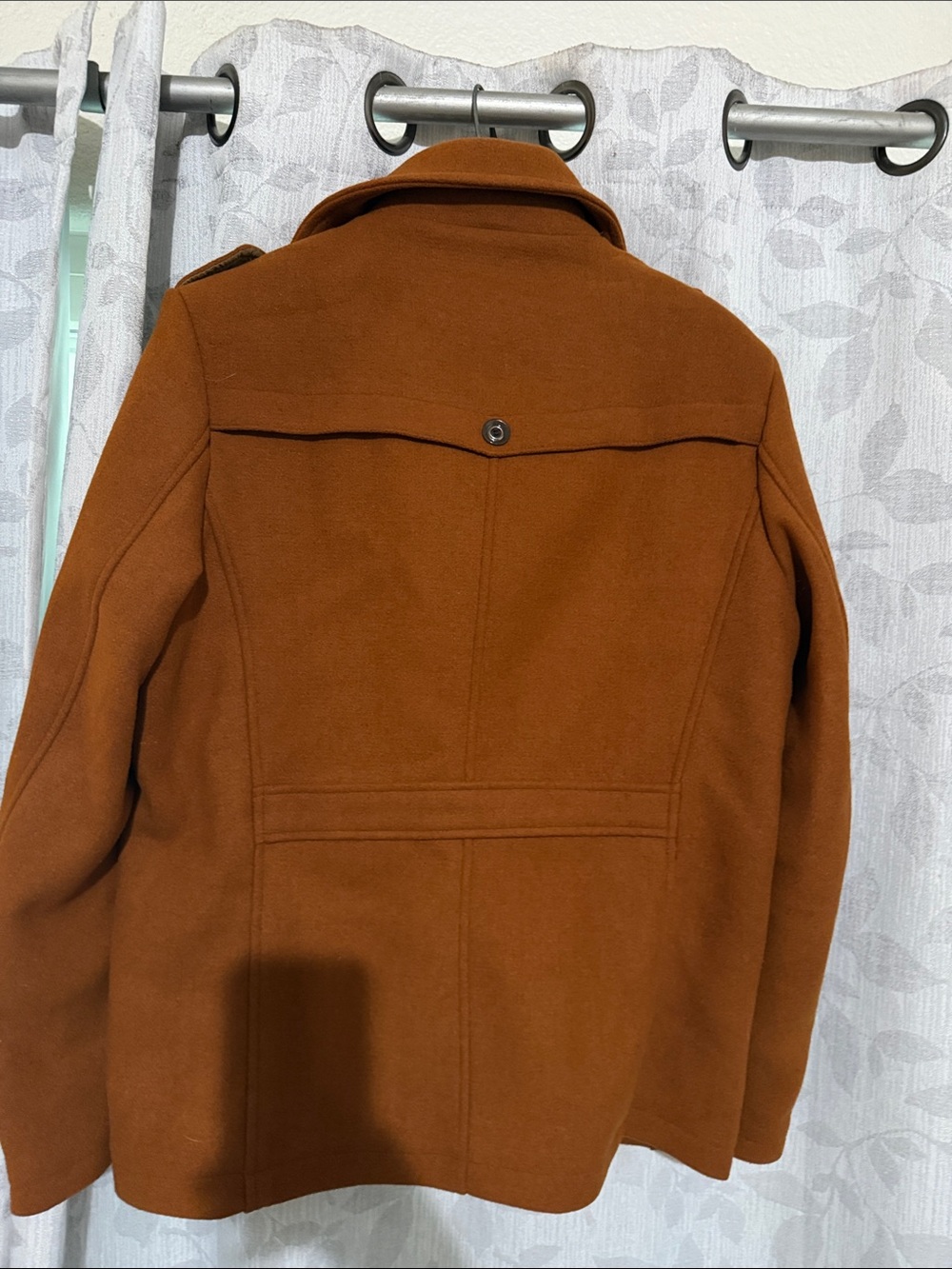 Men's Camel Wool Blend Military-Inspired Pea Coat size M - Picture 4 of 11